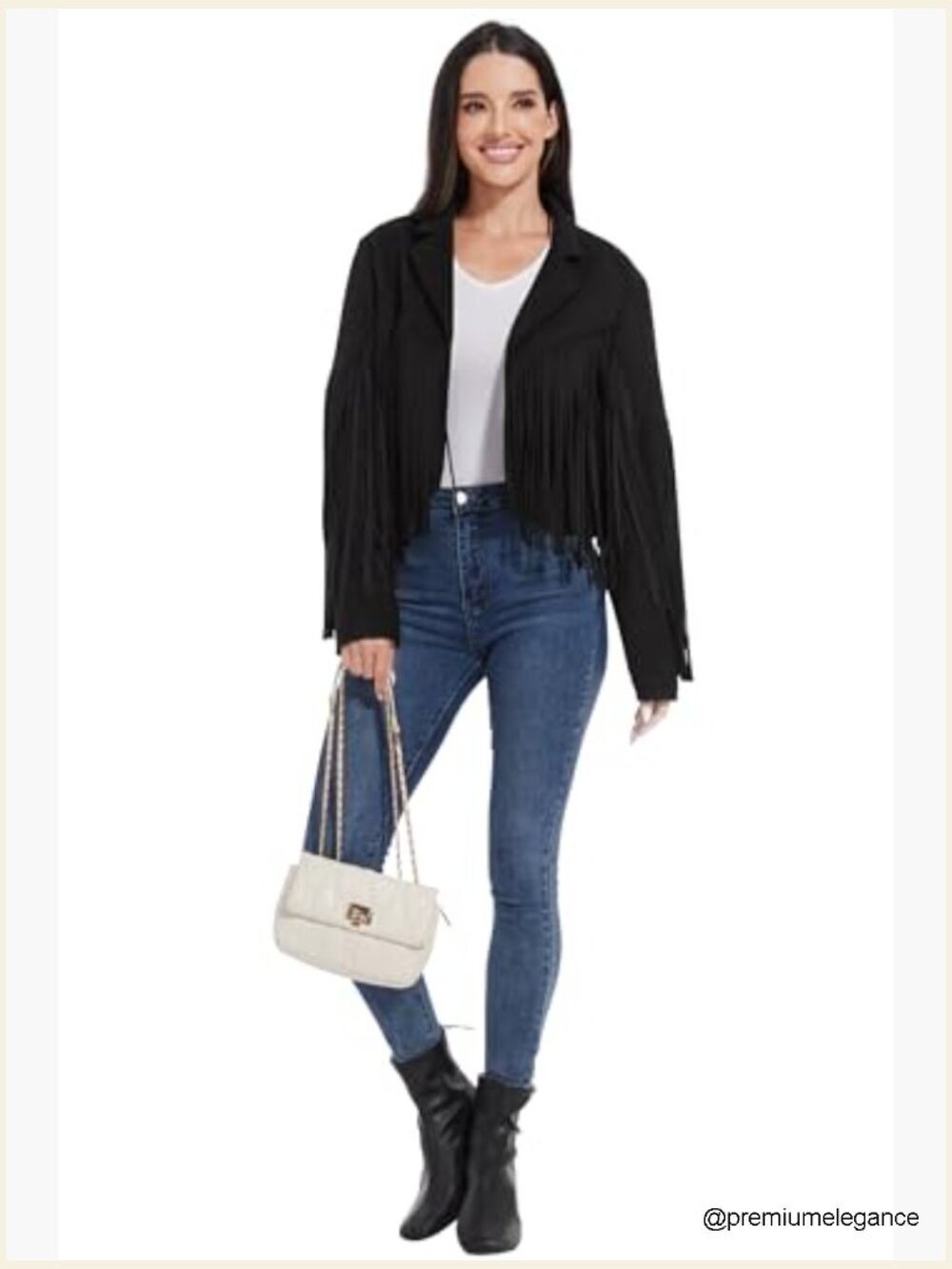Fringe Leather Jacket Western Cropped Coat Women's S-XXL - Picture 5 of 7